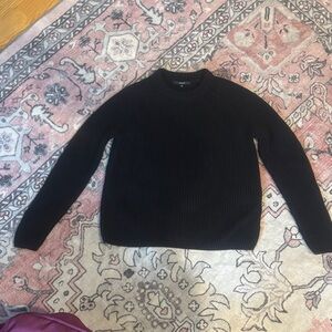 Quince Women’s Black “Fisherman” Cotton Knit Crew Neck Sweater, size Small